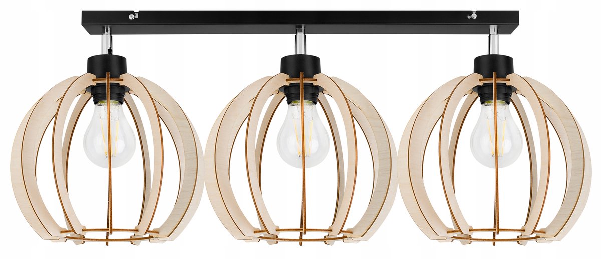 TIMBER Hanglamp E27 Zwart Hout - Stijlvol en Modern