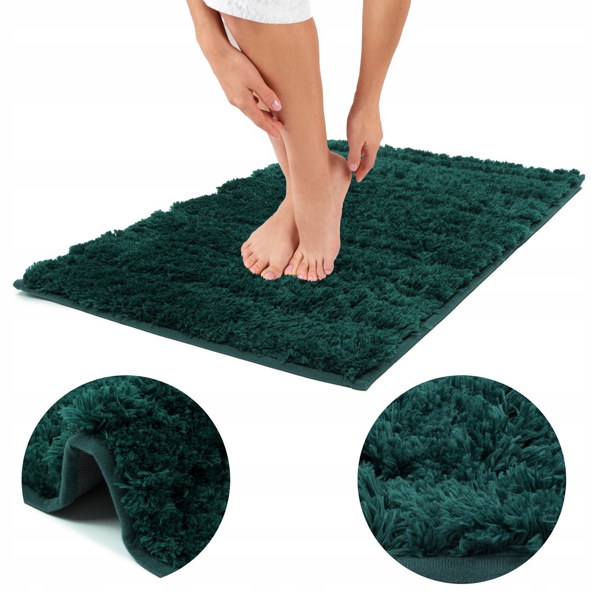 Zachte Groene Shaggy Badmat 60x110cm Antislip & Wasbaar