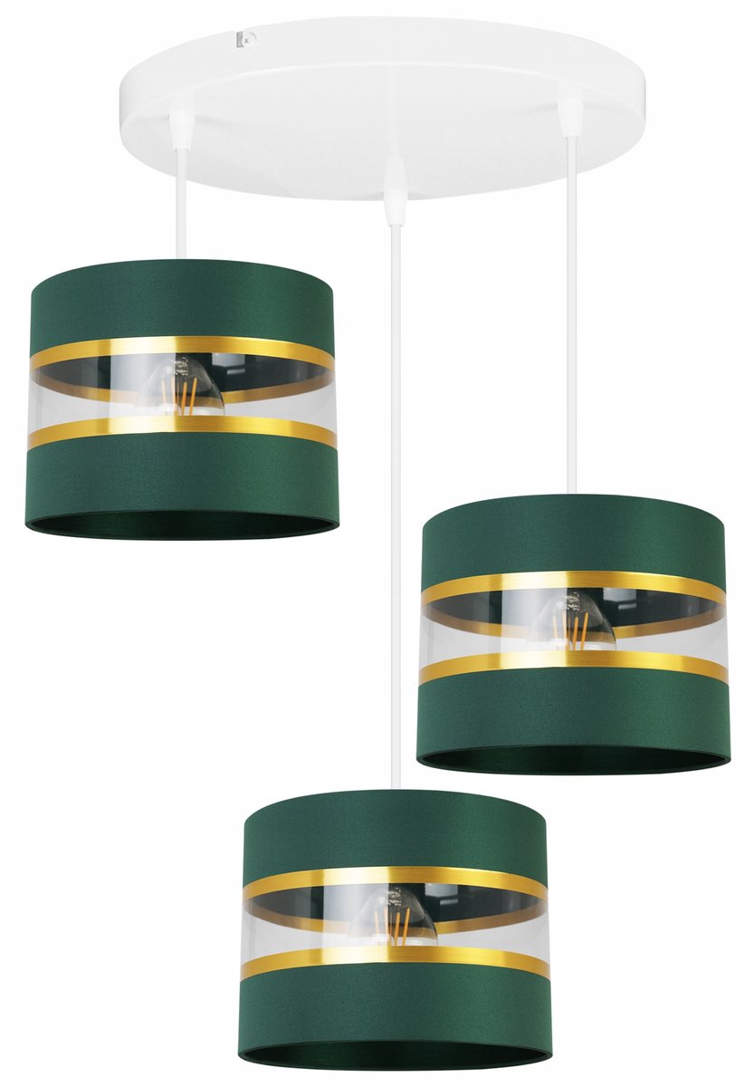 Hanglamp Glamour Goud Groen - 3 lichtpunten - E27
