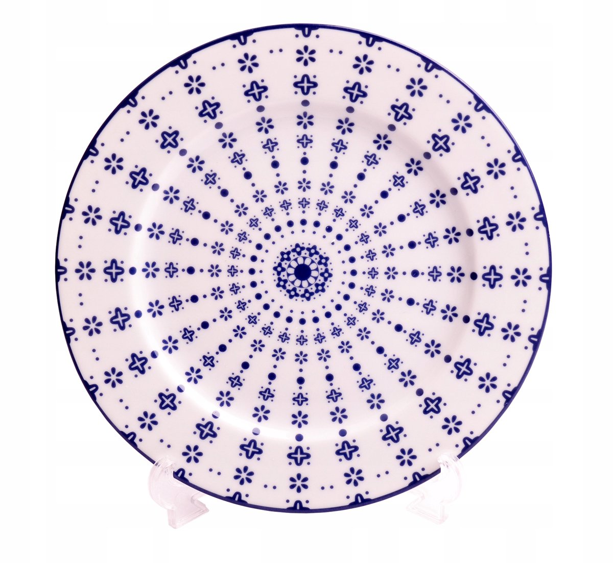 Bogucice Flisty Dessertbord 19,5 cm - Wit met Blauwe Decoratie