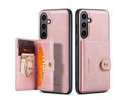 CaseMe JH-01 Hoesje Geschikt voor Samsung Galaxy S25 FE | Back Cover met Magnetische Kaarthouder | Beschermhoes Pasjeshouder Achterkant | 4 Pasjes en Briefgeld | Roze