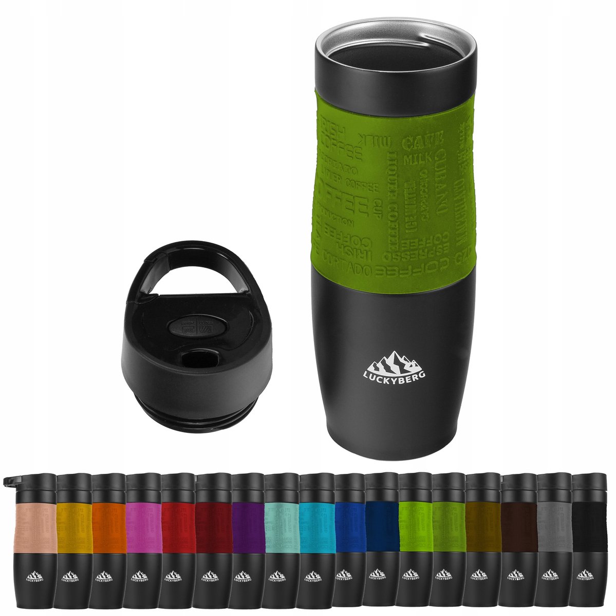 LUCKYBERG Thermos Mok 480ml – Groen, RVS, 6u Warm/8u Koud