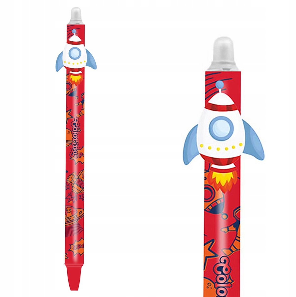 Colorino Space Life Raket Pen - Blauwe Inkt, Uitwisbaar, 0,5 mm