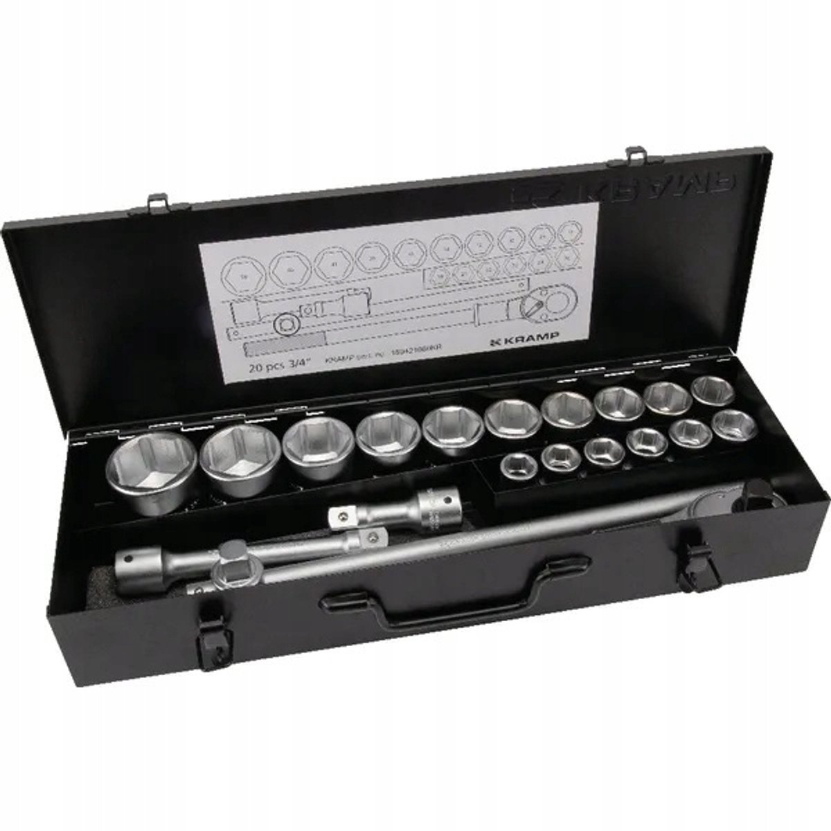 20-delige 3/4" Doppenset met Ratel en Metalen Koffer