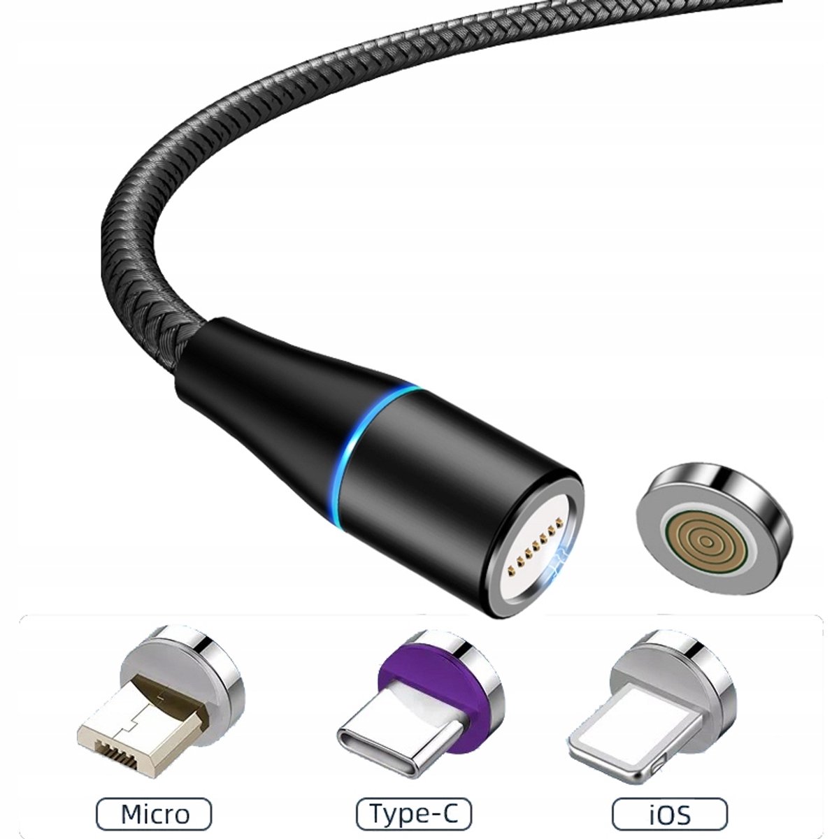 2M Magnetische Kabel 5A 7-Pin Quick Charge met 3 Adapters