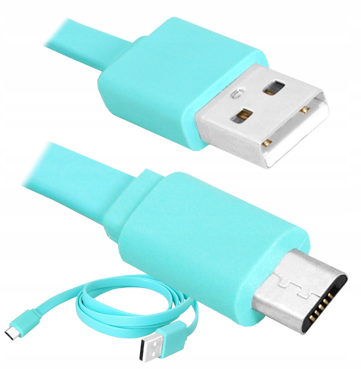Turquoise USB-A naar MicroUSB Kabel 1M - Snel Laden & Data