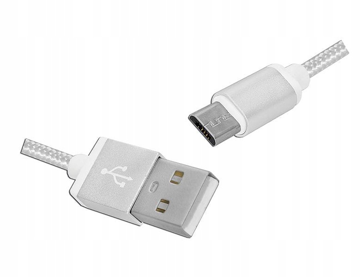 Wit Wit USB-microUSB Kabel Plat 1m - Snel Laden & Data