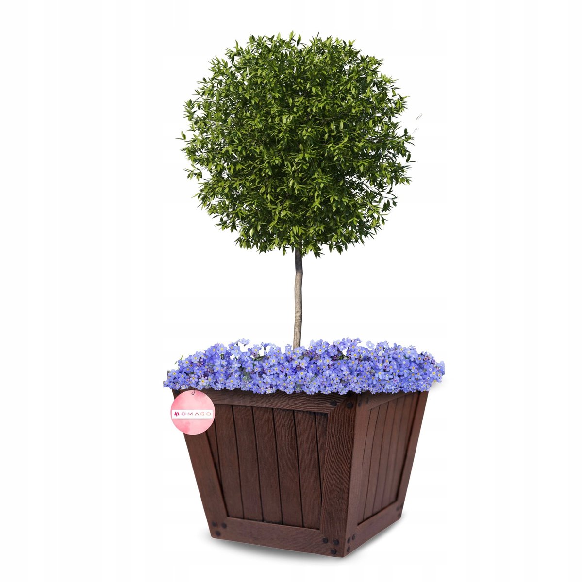 Balkonbloempot 31 cm, donkerbruin - modern design dat hout imiteert