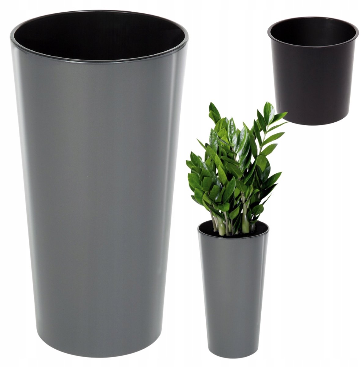 Lamela Lilia Pot Antraciet 19x37cm Hoogglans met Inzetstuk