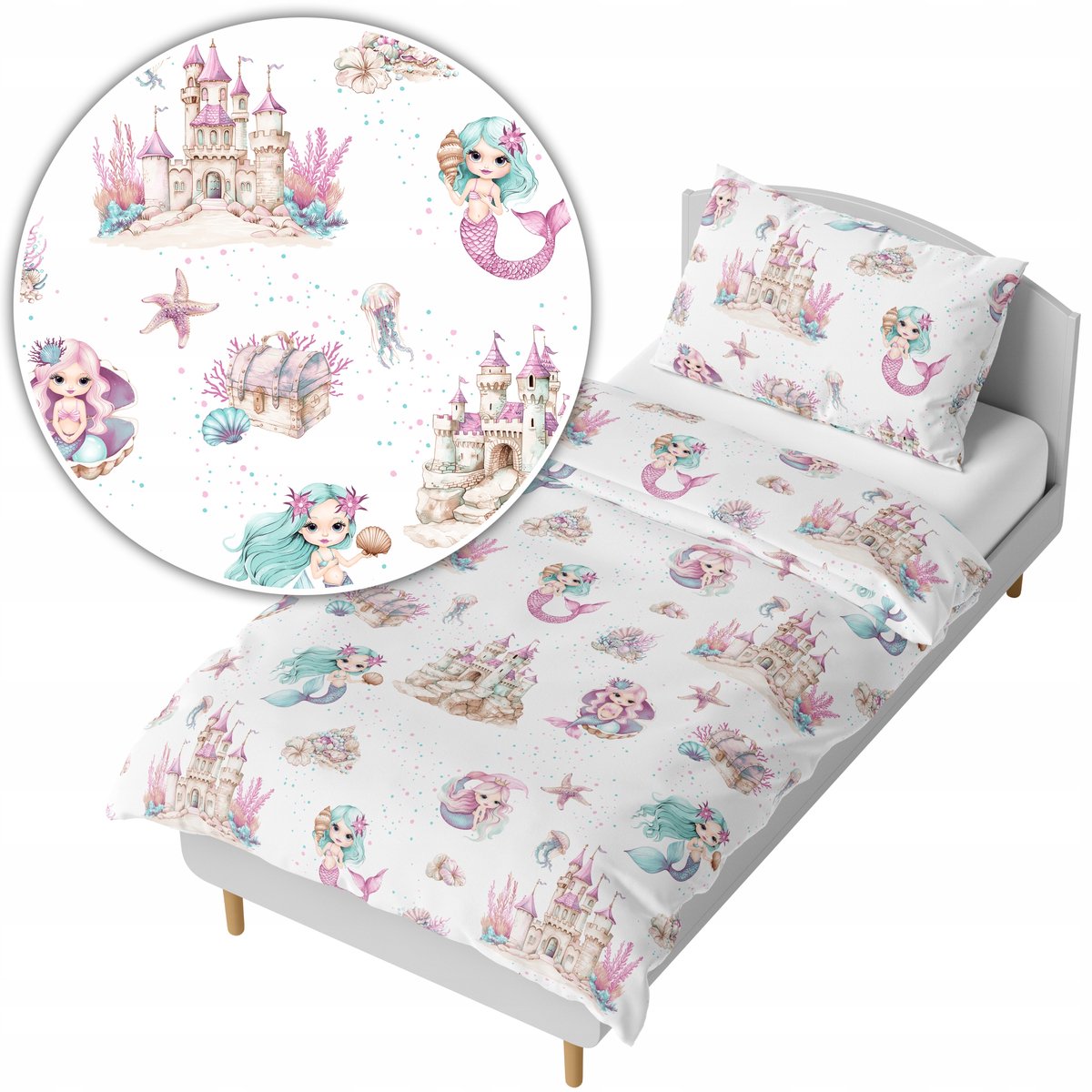 Kinderbeddengoed 140x200cm Zeemeermin - 2 Delig Katoen