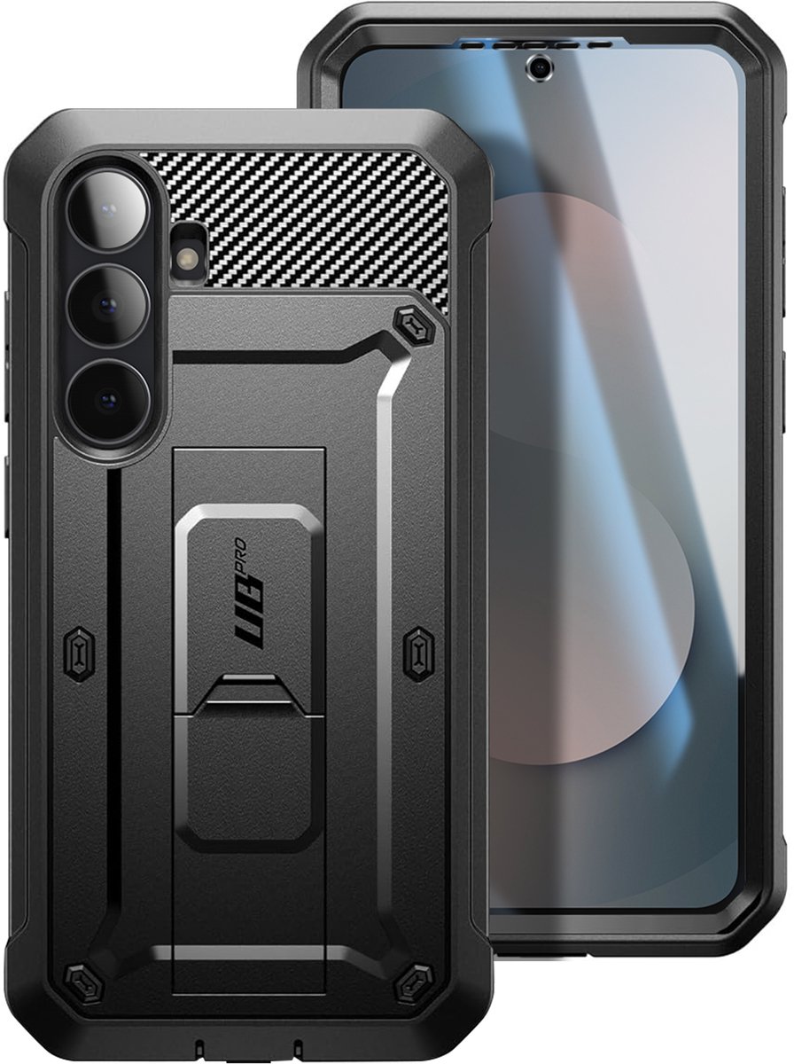 Supcase 360 Backcover met screen protector geschikt voor Samsung Galaxy S25 FE - Zwart