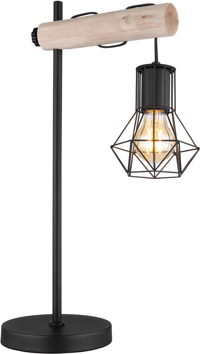 Tafellamp Woonkamerlamp Leeslamp Rooster bijzetlamp Tafellamp Houten lamp, metaal, 1x E27 fitting, LxBxH 33x18x55 cm