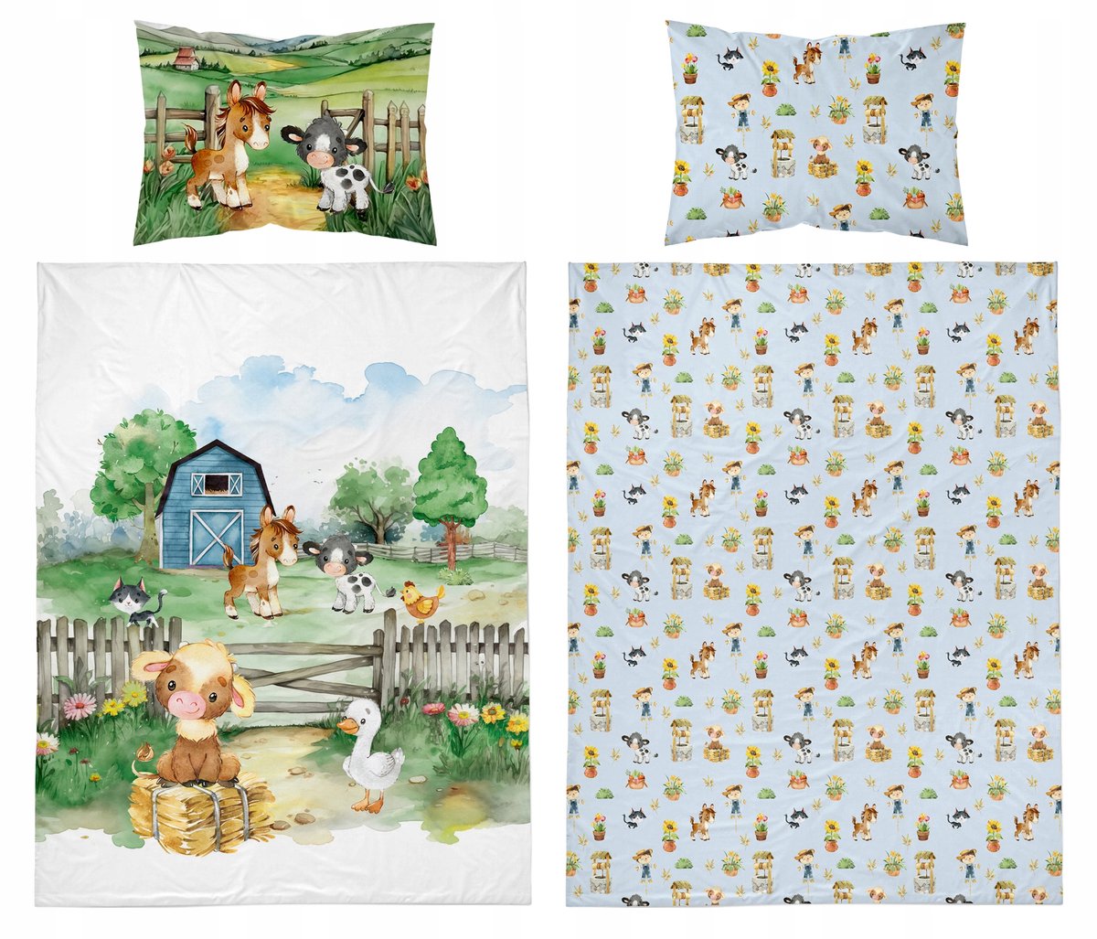 Kinderbeddengoed 2-delig Katoen 120x90 Boerderij Blauw