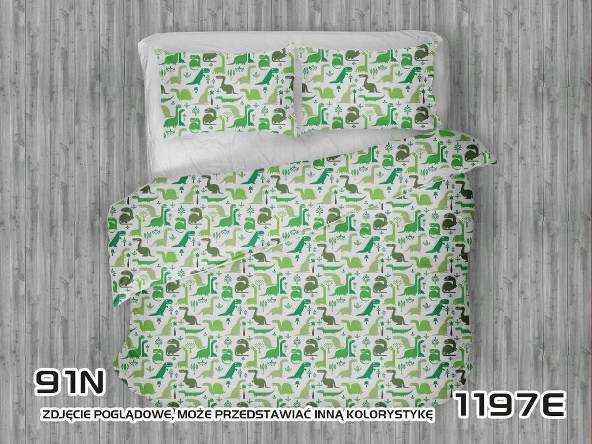 Dekbedovertrek 140x200 Katoen - Dino's Groen Olijf