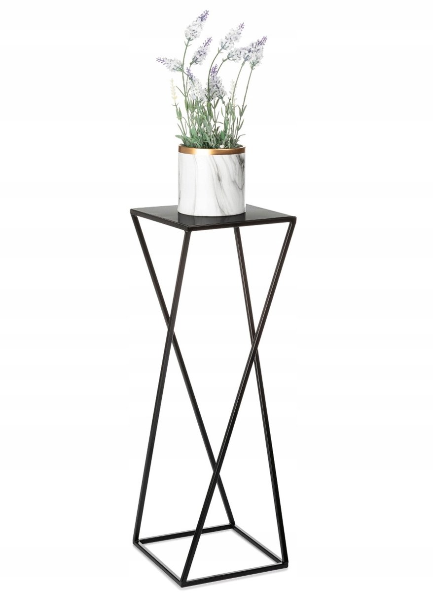 Industriële Metalen Bloemstandaard Zwart 70cm