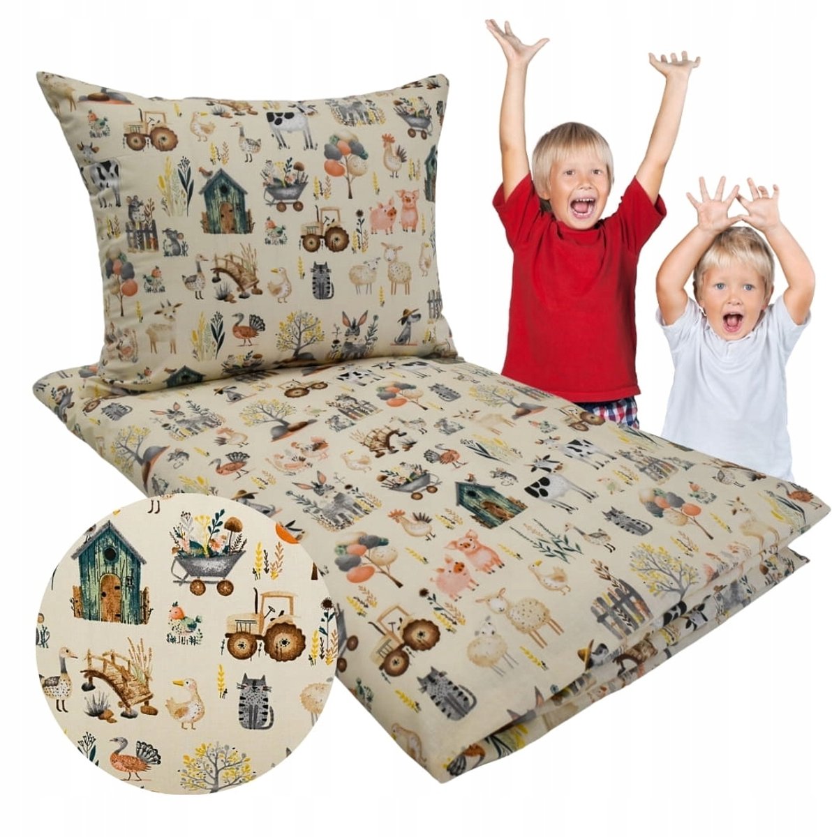 Kinderbeddengoed Boerderij Retro 90x120 + 40x60 Katoen