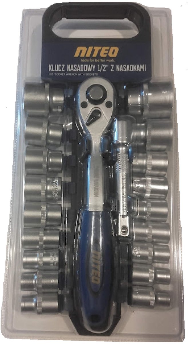 Dopsleutel Set 1/2" met Ratel en 18 Doppen - Chroom-Vanadium