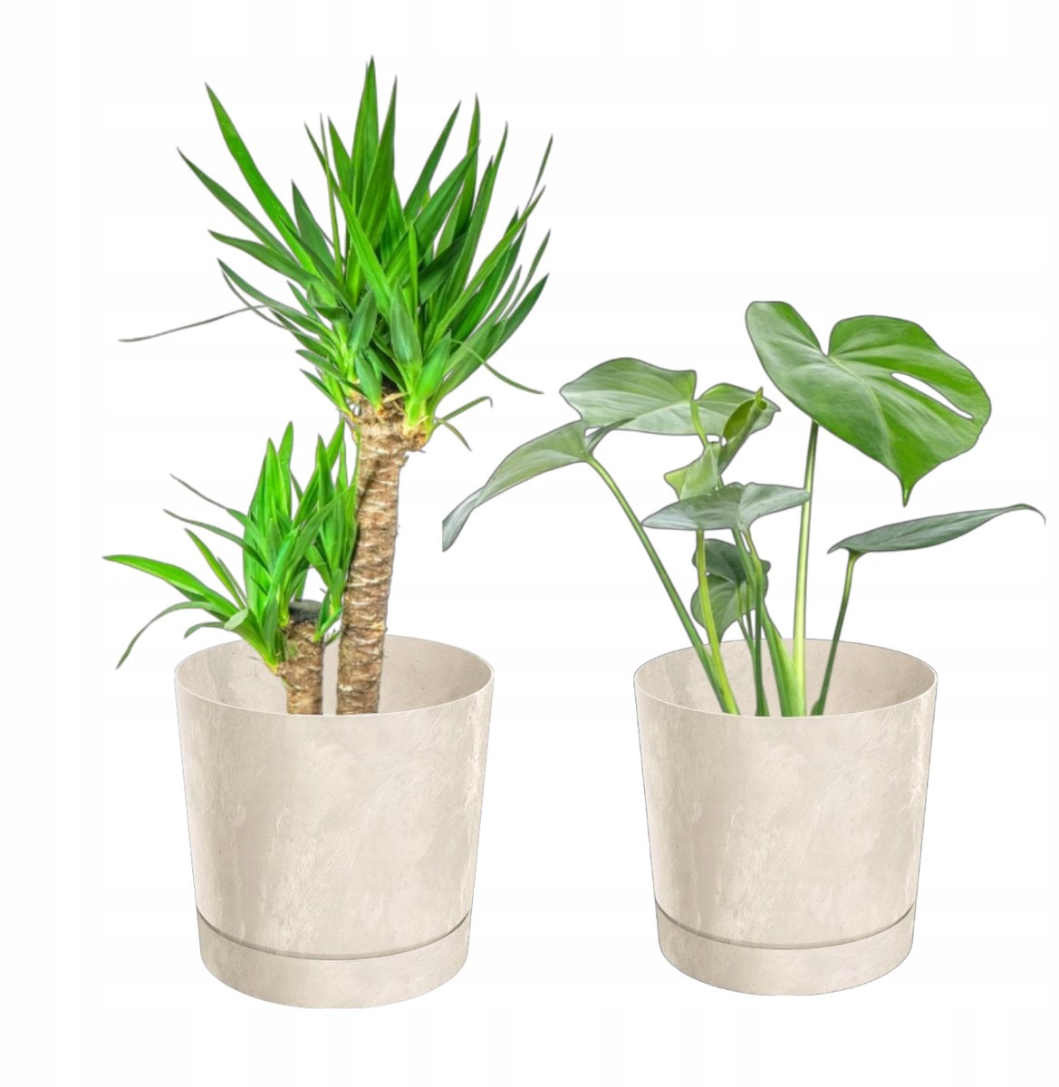2x Ronde Kunststof Bloempot 24x21 cm Crème