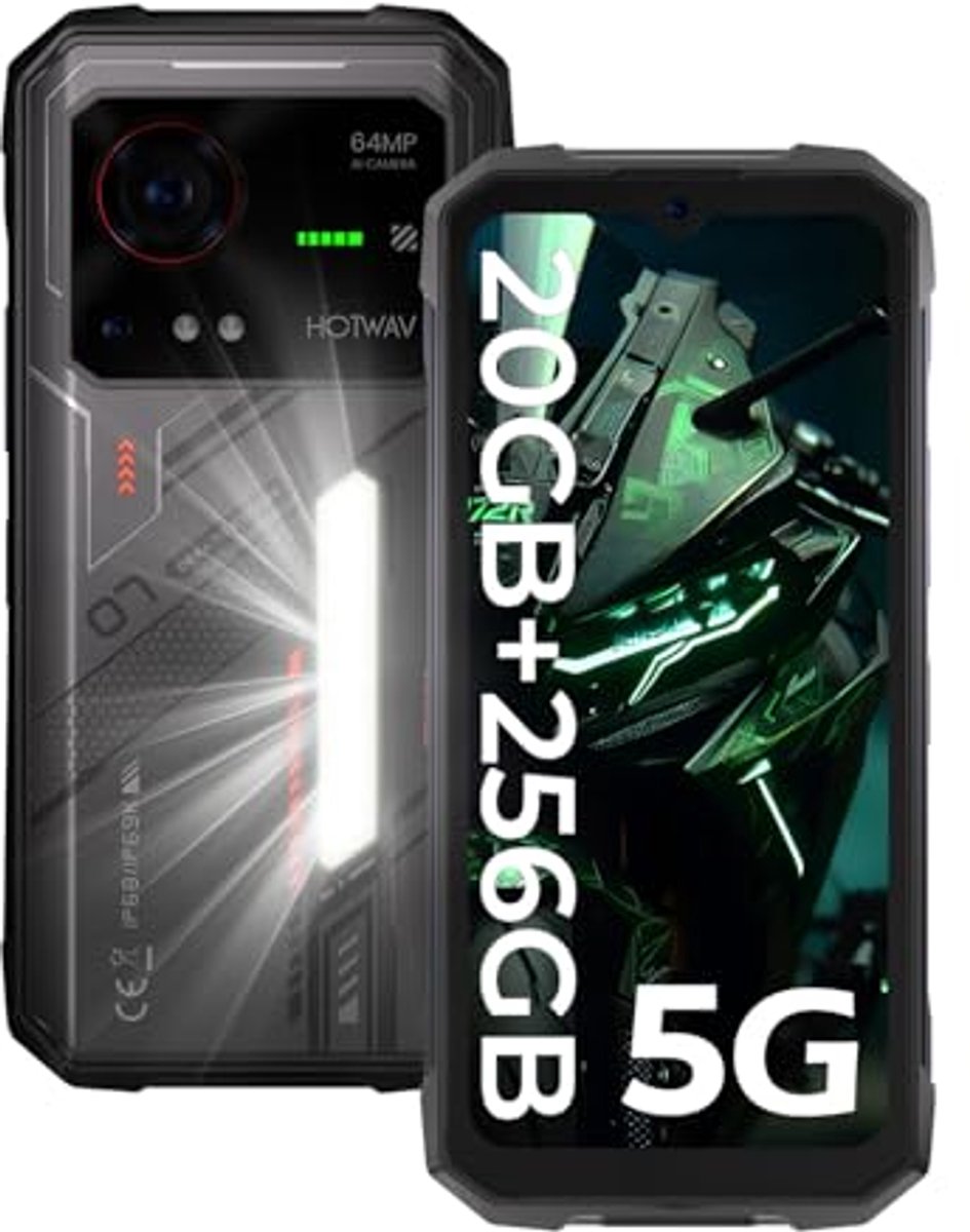 5G Outdoor Smartphone met 20GB RAM en 256GB Opslag, Waterdicht en 10800mAh Batterij