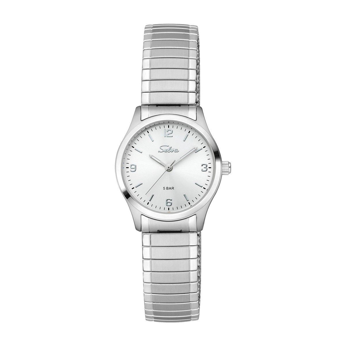 SELVA dames polshorloge, quartz, index en cijfers, roestvrijstalen kast, flexibele band, 5 bar