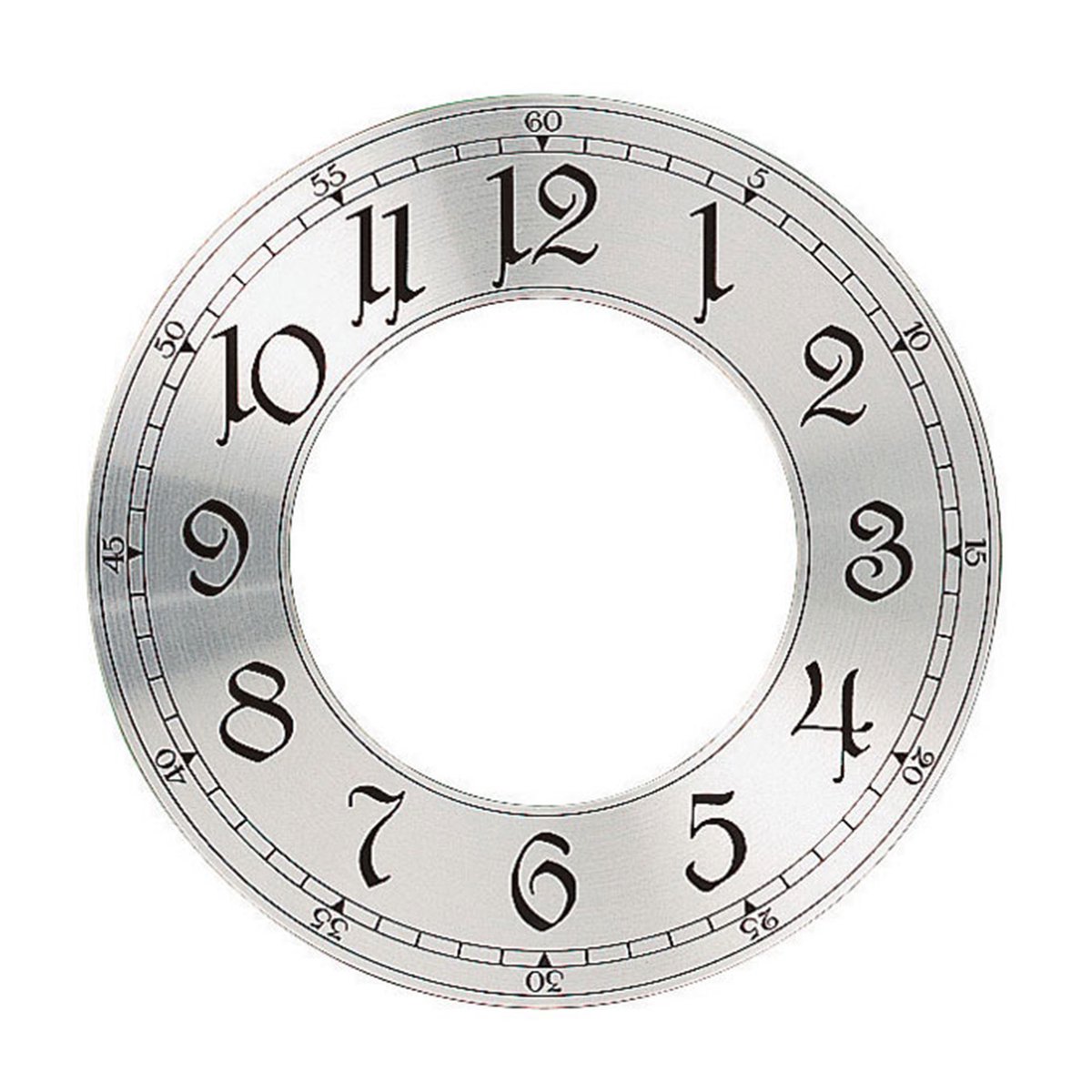Wijzerplaat lunette aluminium Arabische cijfers zilver Ø 182,5 mm