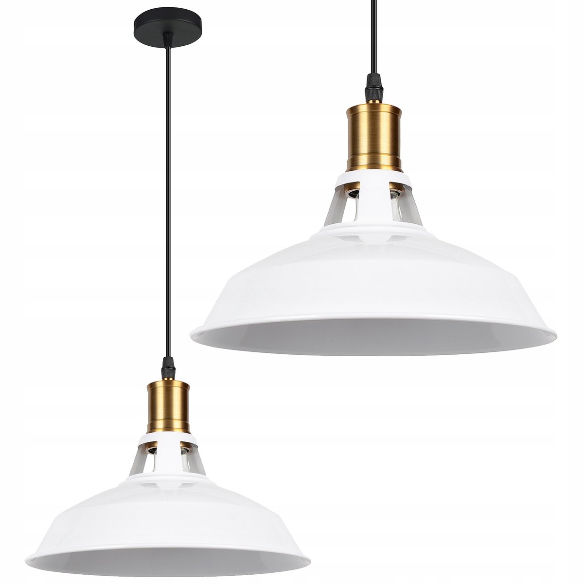 Retro Loft Hanglamp E27 Wit met Messing Accent - Stijlvol Design