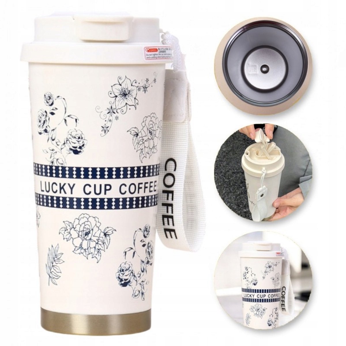 Ecarla Thermobeker met Rietje & Tuit - 550ml - Crème