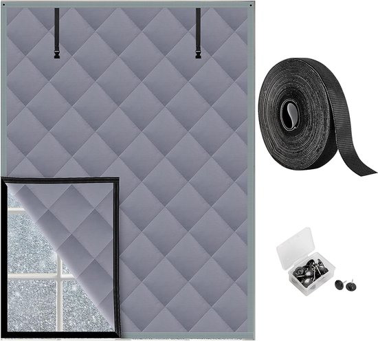 Thermische Isolatie voor Ramen - Thermische isolatie raambekleding - Raamisolatie Vermindert Kou en Warmte - 47*63 inch - Waterdicht en slijtvast - wordt geleverd met klittenband en 20 punaises - Hoogwaardig Oxford-doek en vulling van katoen