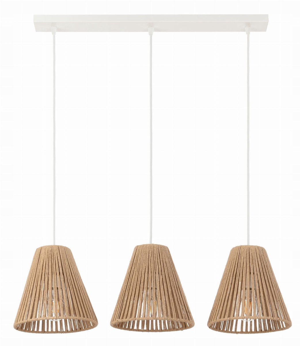 Hanglamp met 3 bamboe schedes, Boho stijl, verstelbaar