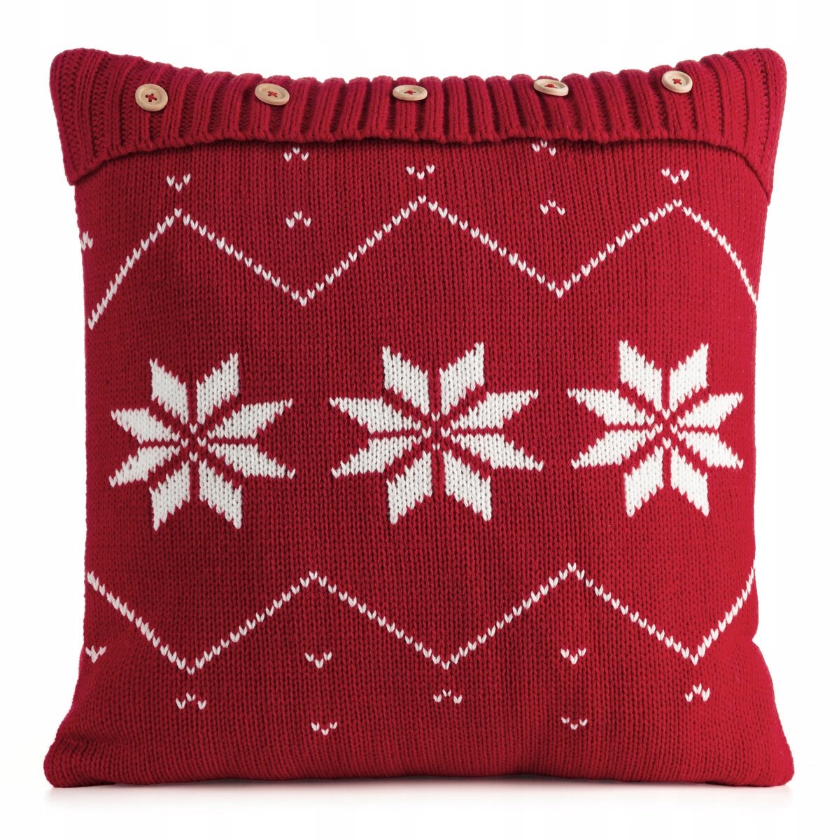 Kerst Kussenhoes 45x45 cm Rood met Witte Sterren - Decoratief