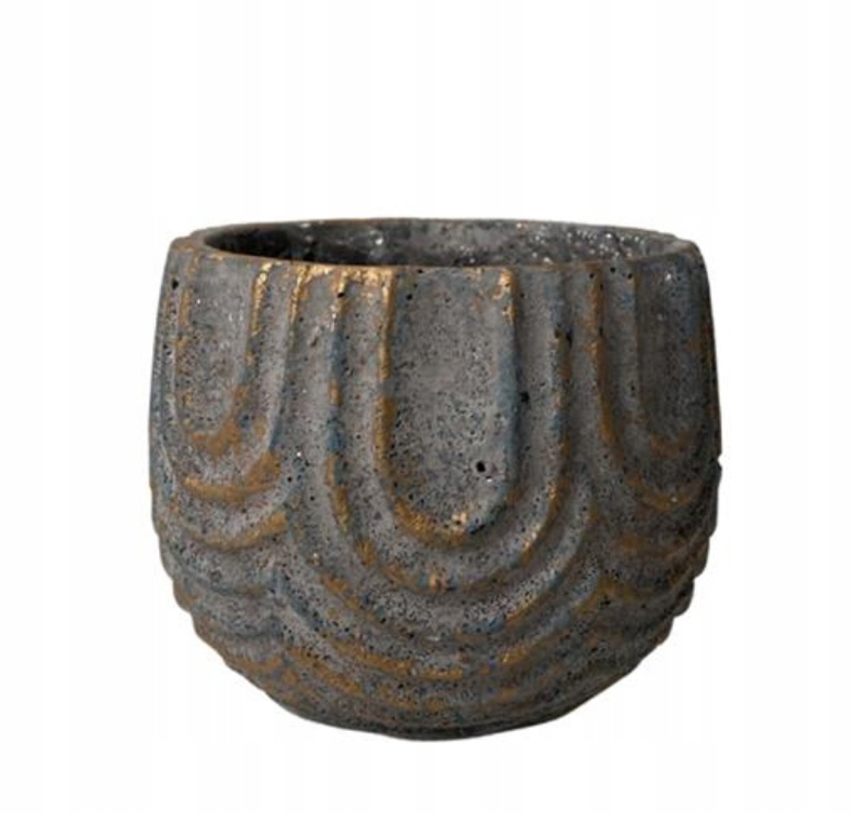 Grijze Cementen Plantenbak 14x11cm met Gouden Accent