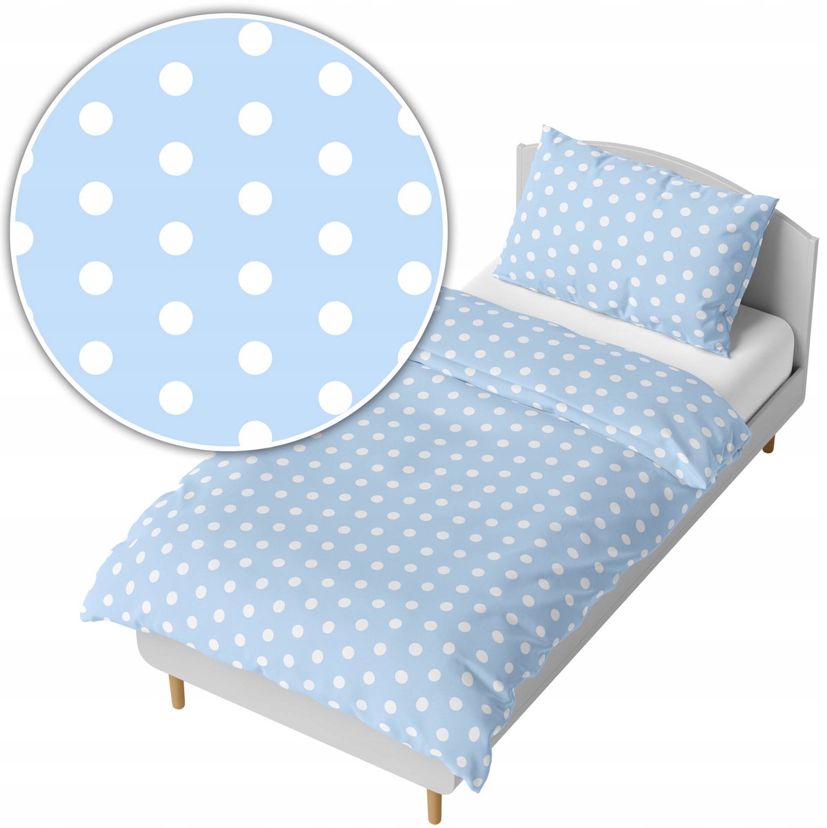 Kinderbeddengoed 140x200cm - Blauwe Stippen Katoen