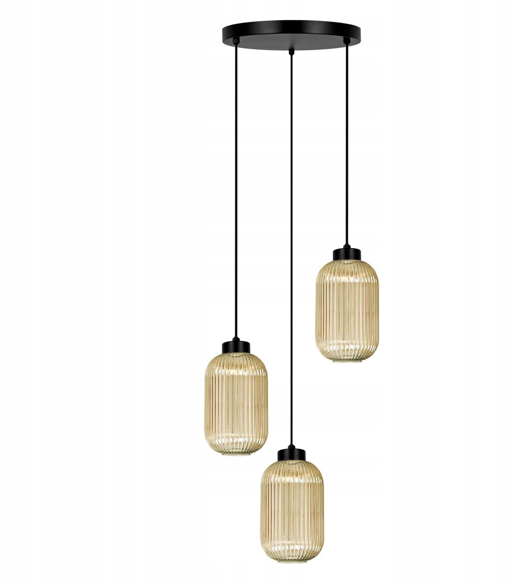 Zwarte hanglamp met gouden glazen kap - Stijlvol voor woonkamer