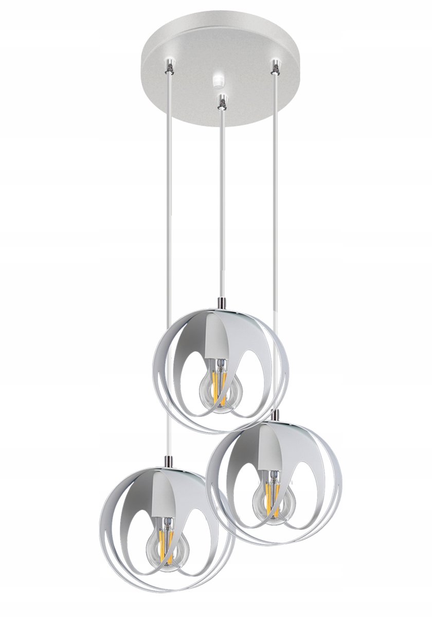 Ringo hanglamp 3-lichts E27 wit metaal - Stijlvolle loftverlichting