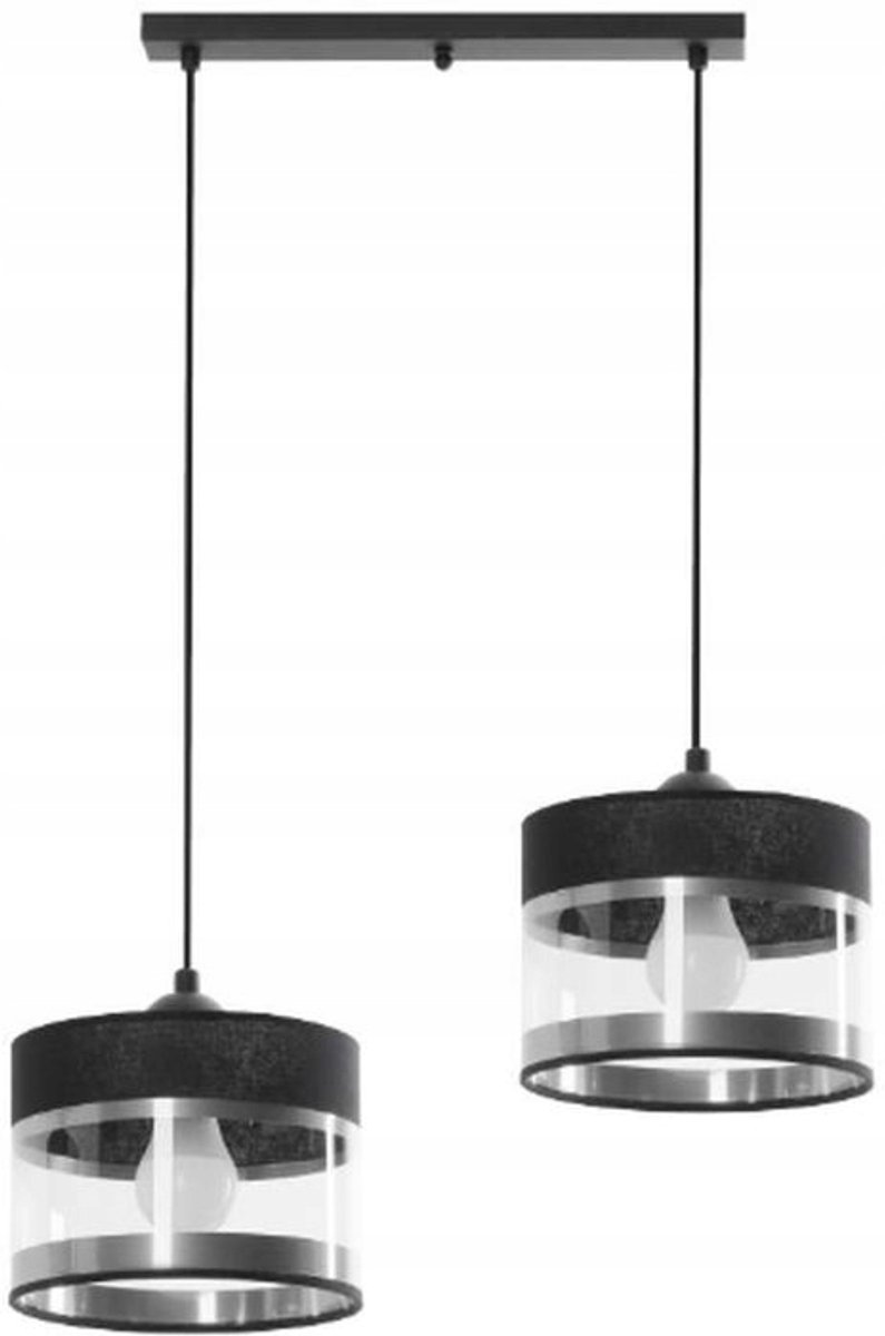 Lampex Leone Zwarte Hanglamp met 2xE27 Fitting, 90cm