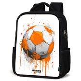 NoBoringSuitcases.com® - Rugzak zwart jongens - Schooltas jongen - NoBoringSuitcases.com® - Rugzak zwart - Schooltas jongen & meisje - Voetbal - Verf - Oranje - Rugtas voor school - Boekentas kind - Schoolrugzak - Kinderrugzak