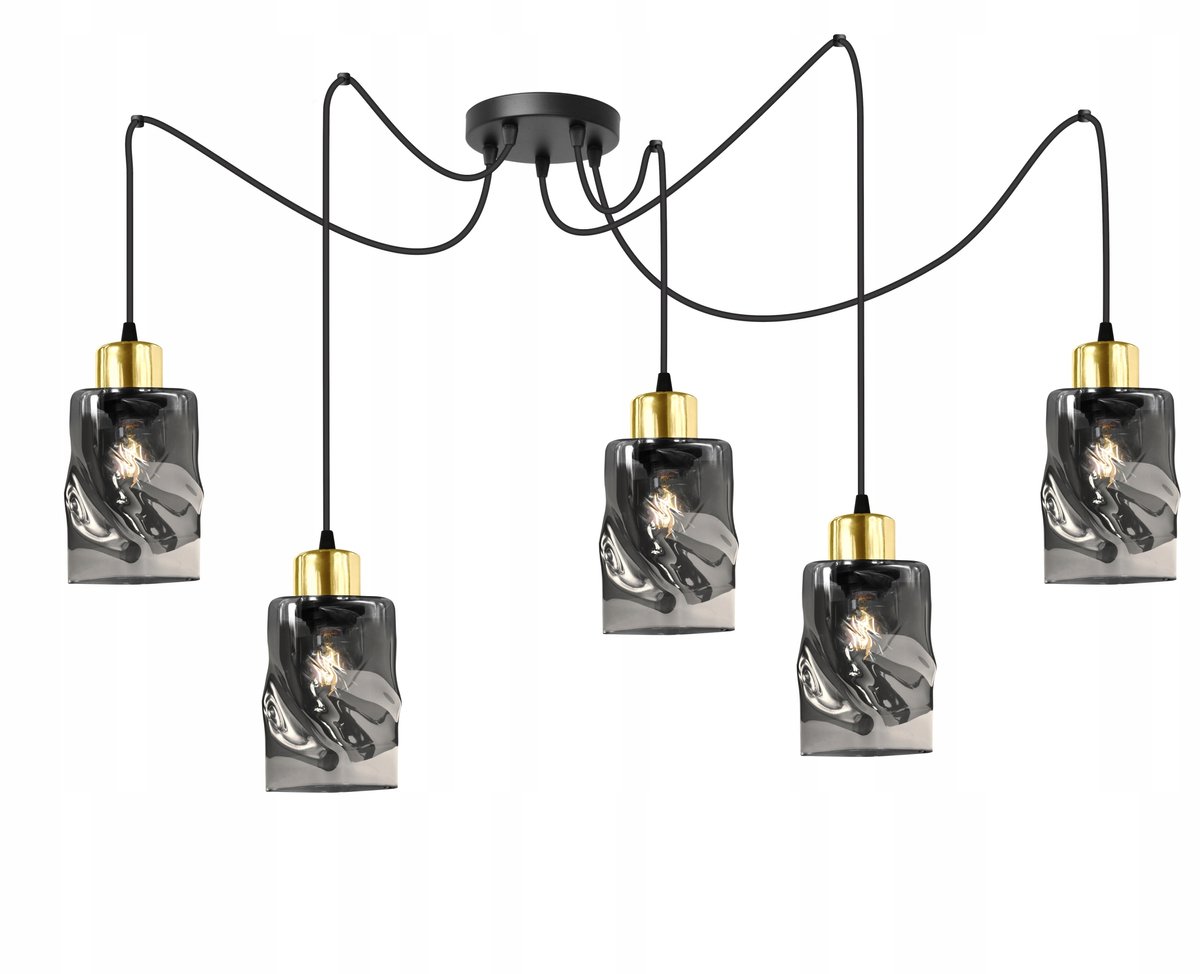 Hanglamp LORD 8-300PK Zwart/Goud E27 5x60W