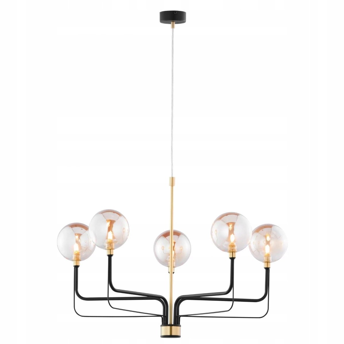 ERIS Zwart Satijnen Hanglamp 5-armig Amberglas 1886