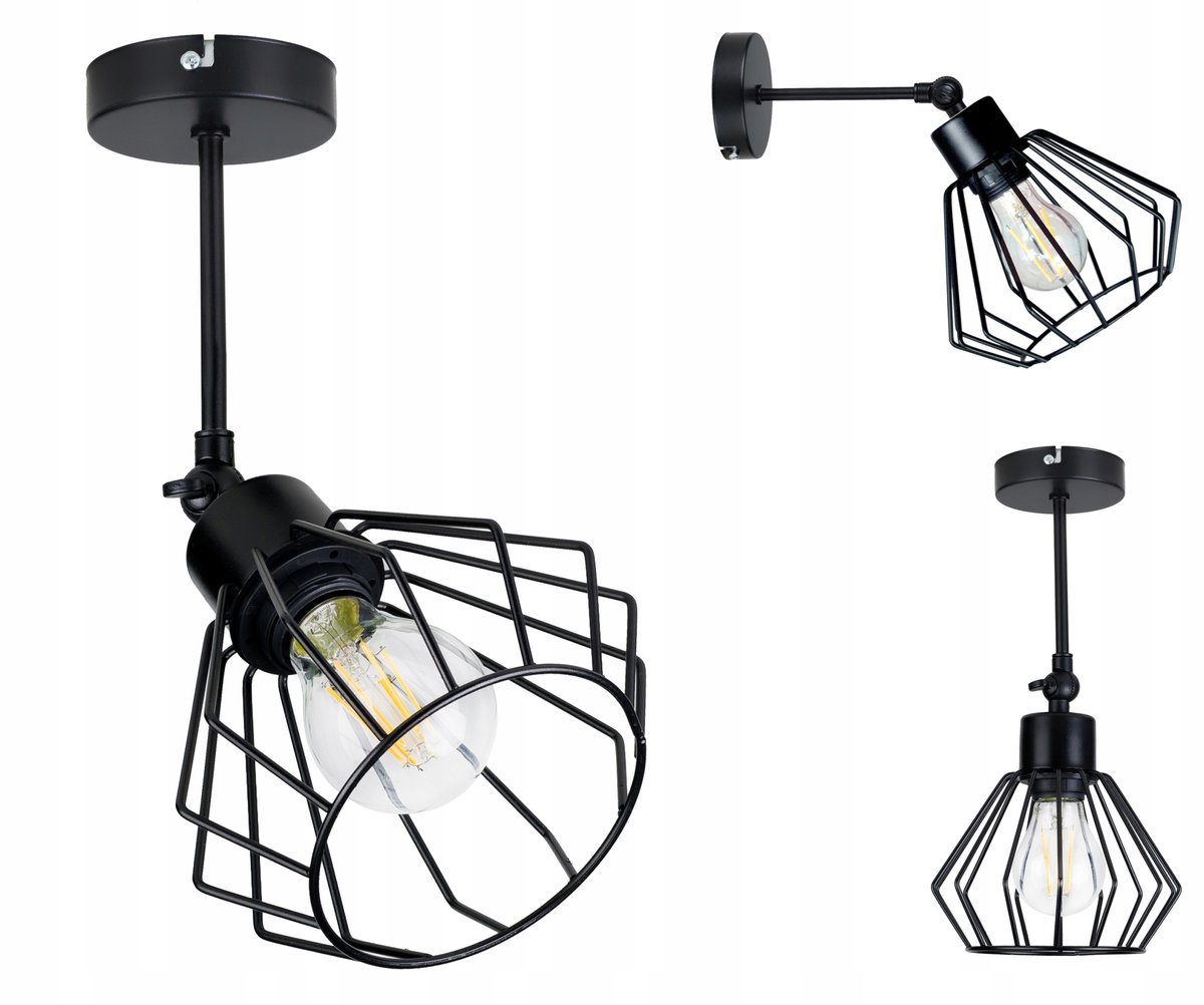 Hanglamp Loft BRYLANT Draad 1xE27 Zwart Metaal
