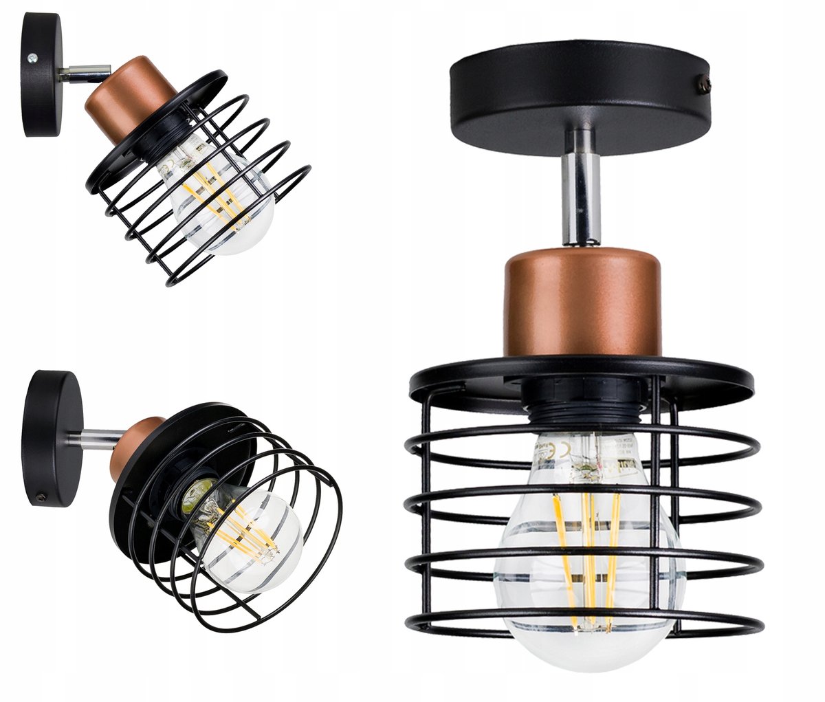 Loft Hanglamp met Metalen Kap, E27, Zwart/Goud