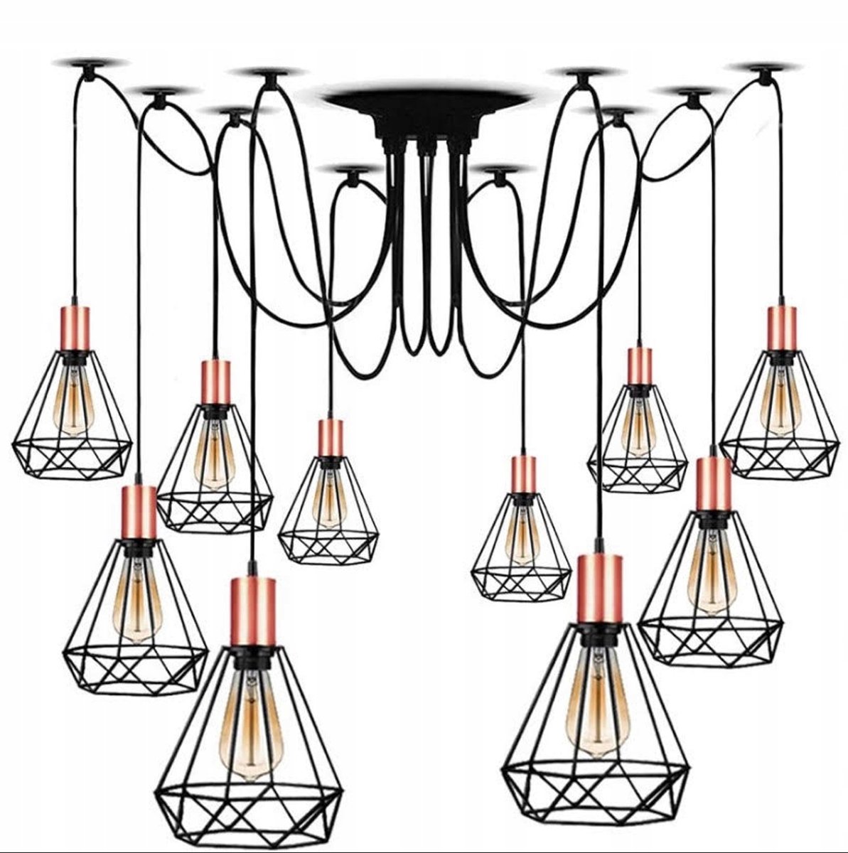 Hanglamp Spin Kroonluchter Roségoud 10 De lampenkap