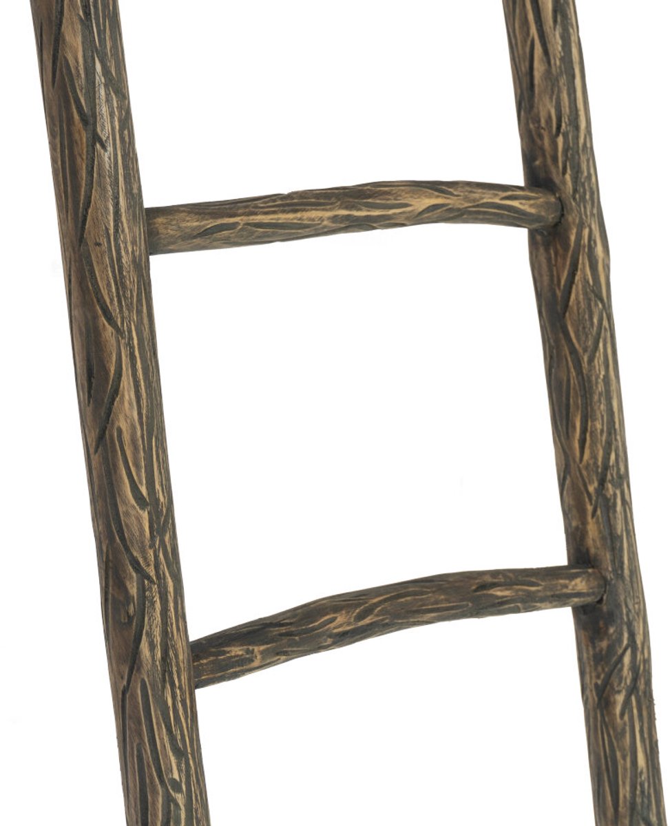Teakea - Teakhouten Decoratie Ladder Carved Bruin 50x5x175 cm - Luxe Houten Sierladder