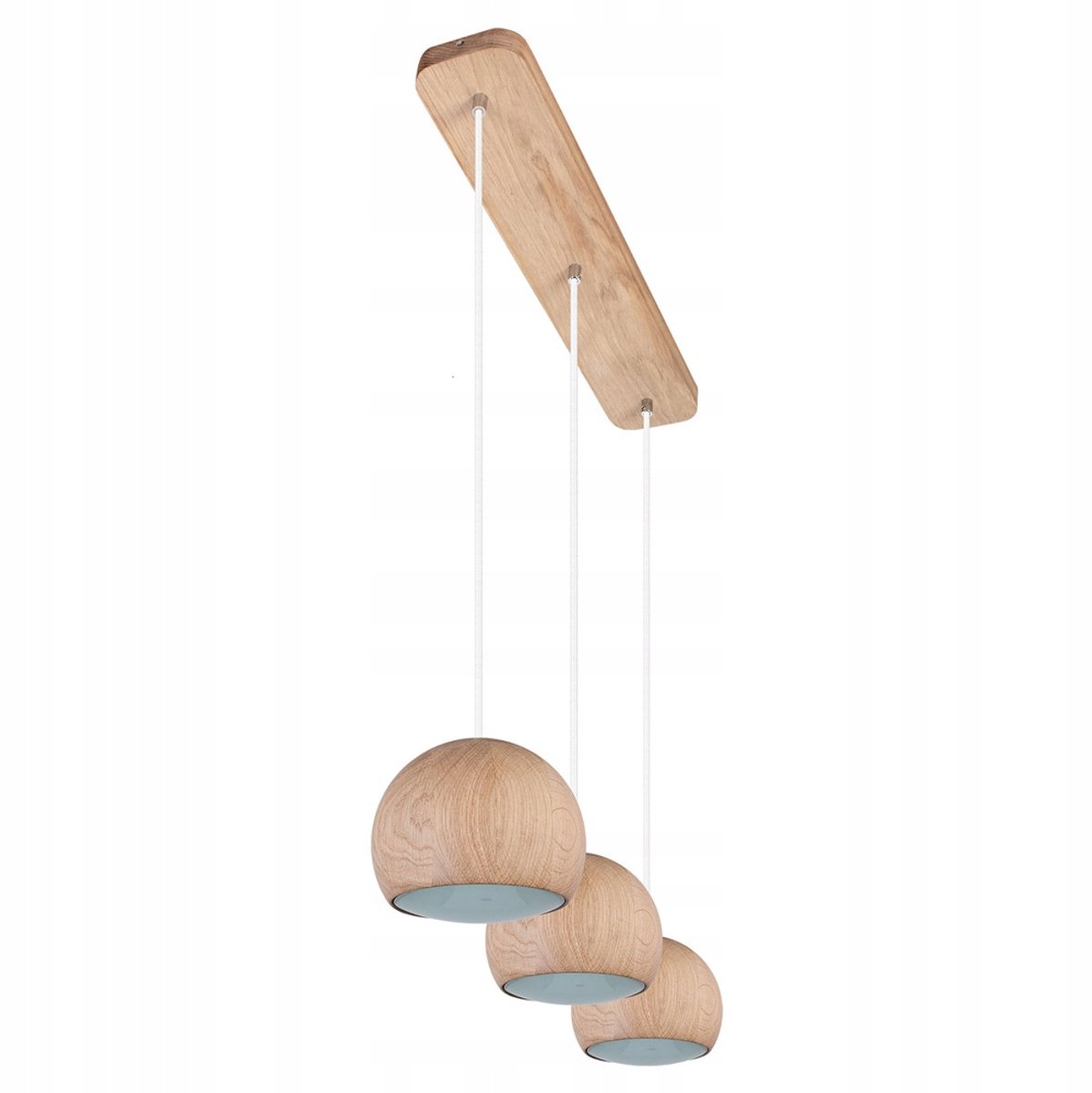 Hellux BALLI Hanglamp - 3 lichtpunten - Wit/Eikenhout