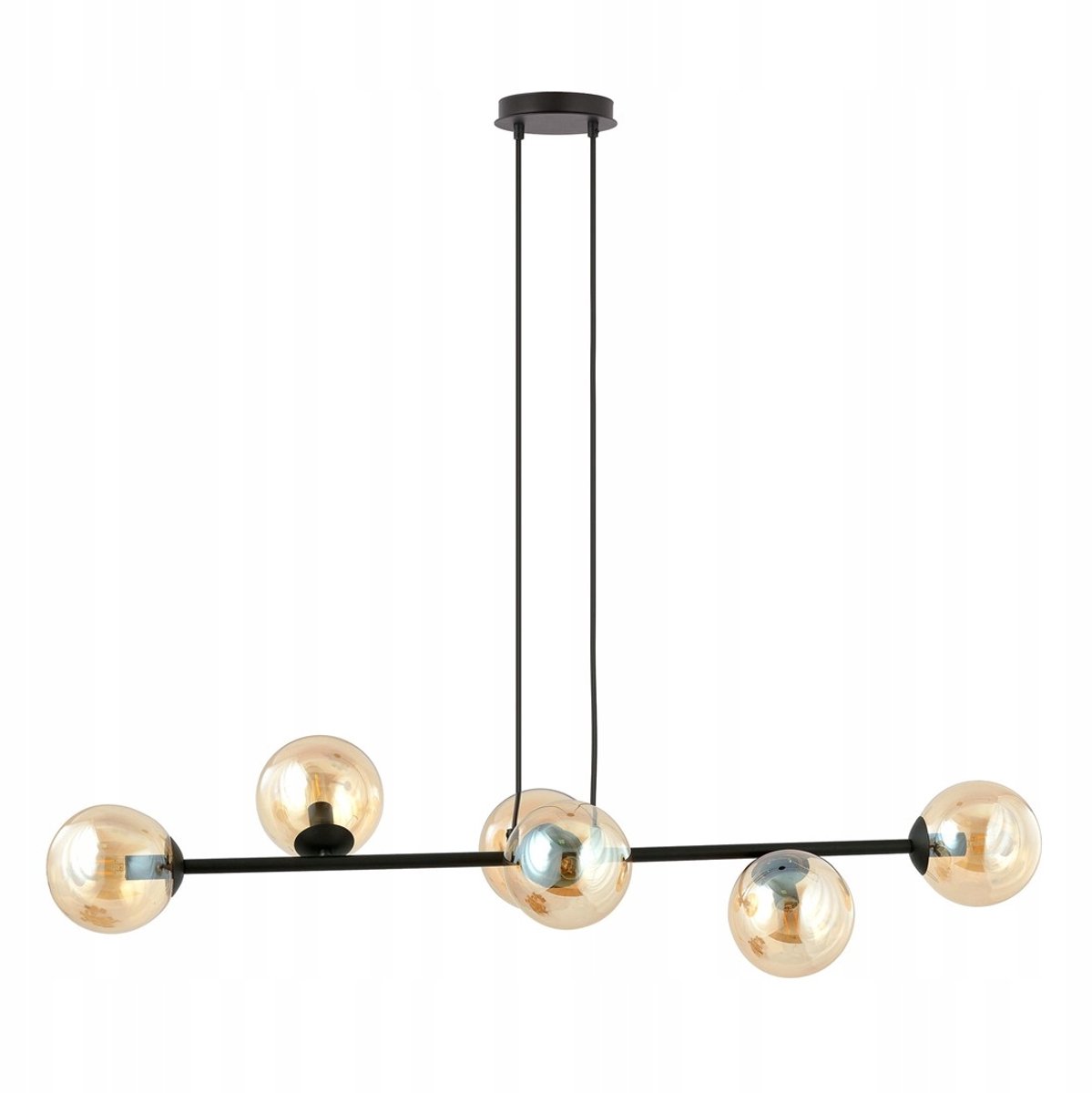 ROSSI Hanglamp 6xE14 Mielkleurig Glas Zwart Staal 10W LED