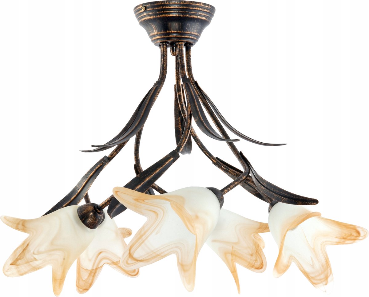 Hanglamp Goud Retro Stijl - 5xE14 - Woonkamer, Keuken, Eetkamer
