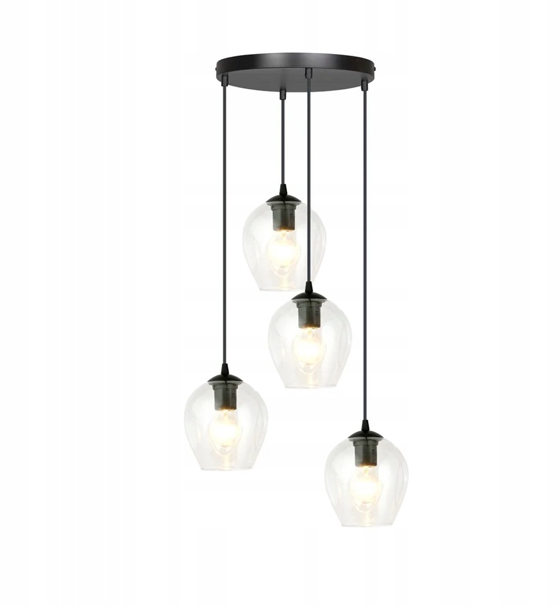 Zwarte hanglamp met glazen bollen, rond, 40 cm, 4xE27