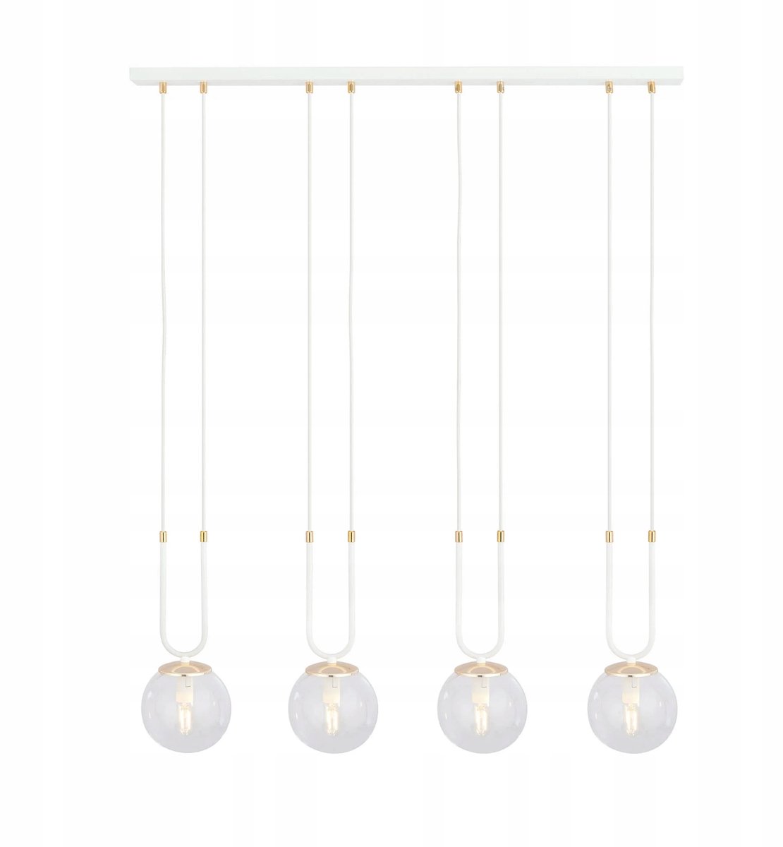 Luxe Witte Gouden Glazen Bol Hanglamp voor Eetkamer - 4xE14