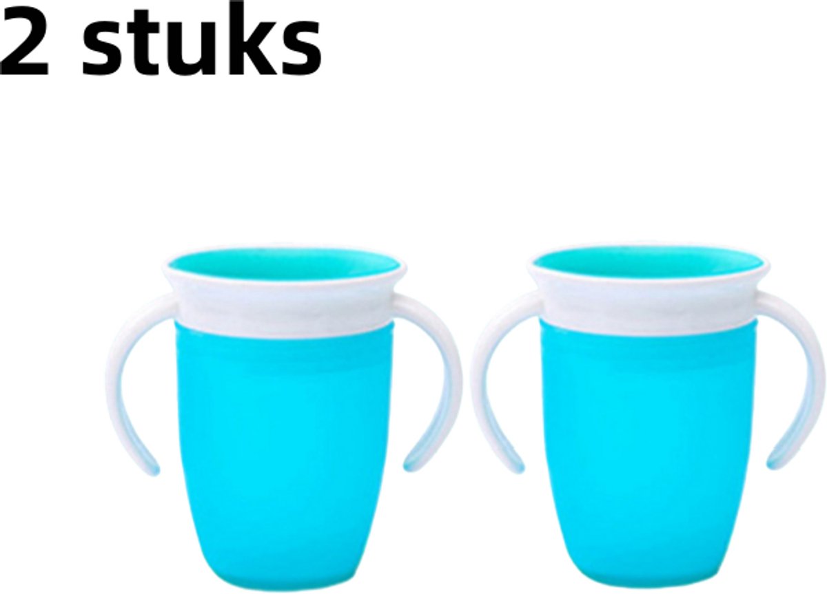 Image of 2-delige - Kinderdrinkbeker - 360° waterdicht - Drinkbeker voor baby's - Anti-verstikkingsbeker voor baby's - Siliconen - Blauw