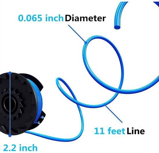 8 pakketten 0,065 inch vervangende spoel - geschikt voor Ryobi 18V 24V 40V - 11ft snoerloze lijntrimmer — afbeelding 2