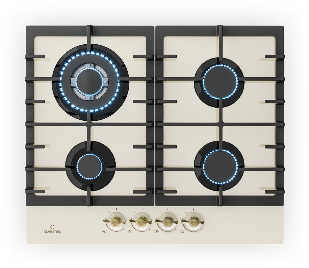 Victoria 4 zone gaskookplaat 4 pitten glaskeramiek ivoor